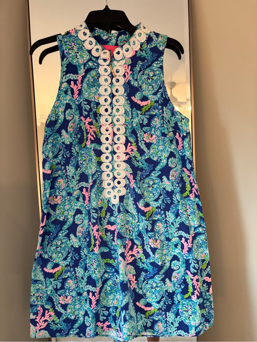 Lilly Pulitzer Jane Shift Dress with Aqua, Pink & Green Sea Life Print